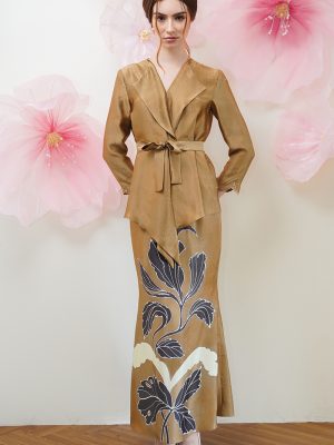 BRONZE KEBAYA WITH ABSTRACT EXTRACT PATTERN